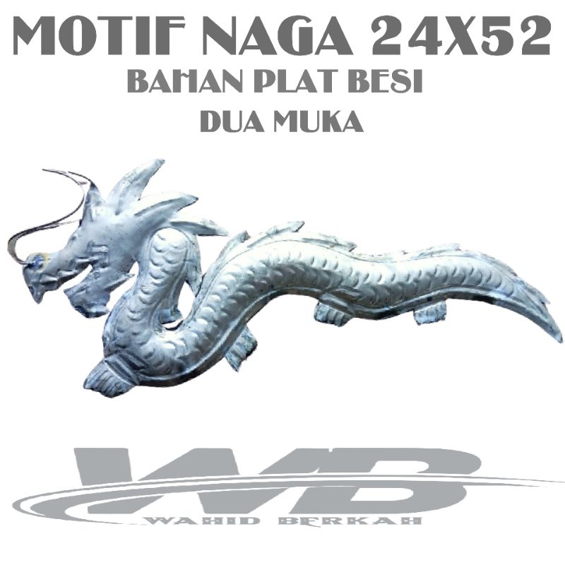 ORNAMEN PAGAR BESI NAGA 24x52CM DUA MUKA