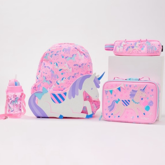 Kirim Cepat  Smiggle Glide Unicorn Hoodie Pink Backpack Bottle Lunchbag Pencil Case