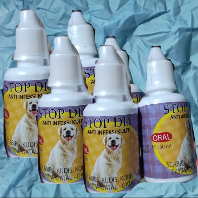 STOP DIX ORAL  ANJING  OBAT MINUM ANTI INFEKSI KULIT.SCABIES, KUDIS, KORENG, EKSIM, GATAL-GATAL