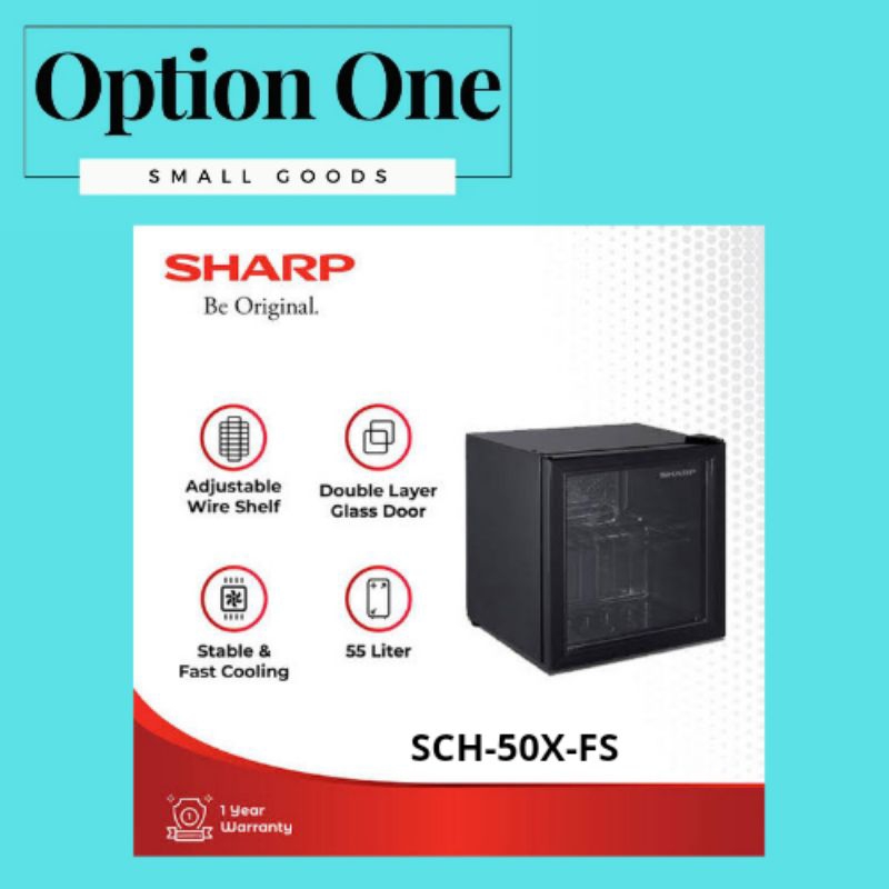 Sharp SCH-50X-FS Mini Showcase Kulkas Mini 55 Liter