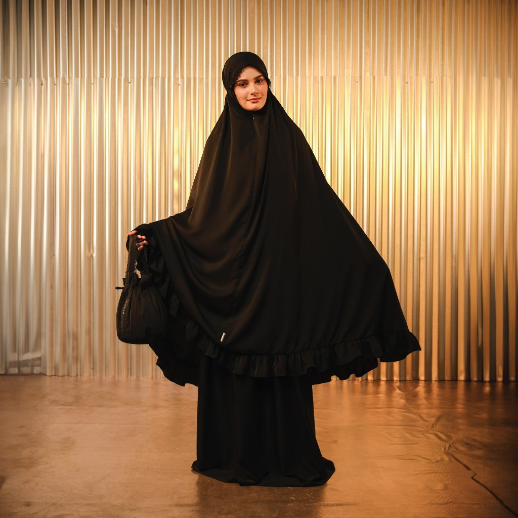 Shafira Fridha Prayer Set Black | Mukena Exclusive Set Dewasa