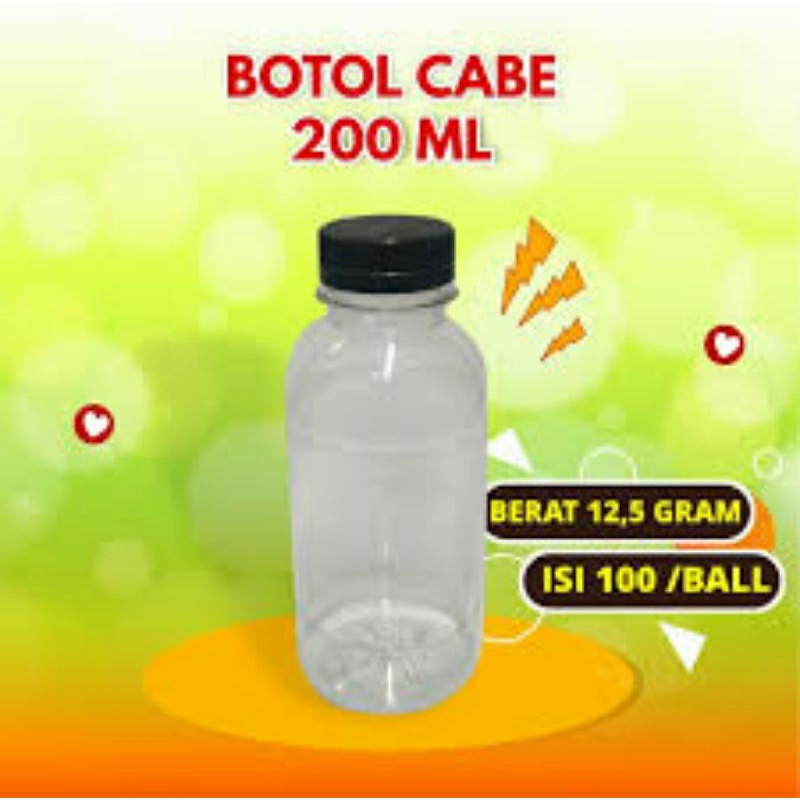 botol plastik cabe 200 ml isi 100