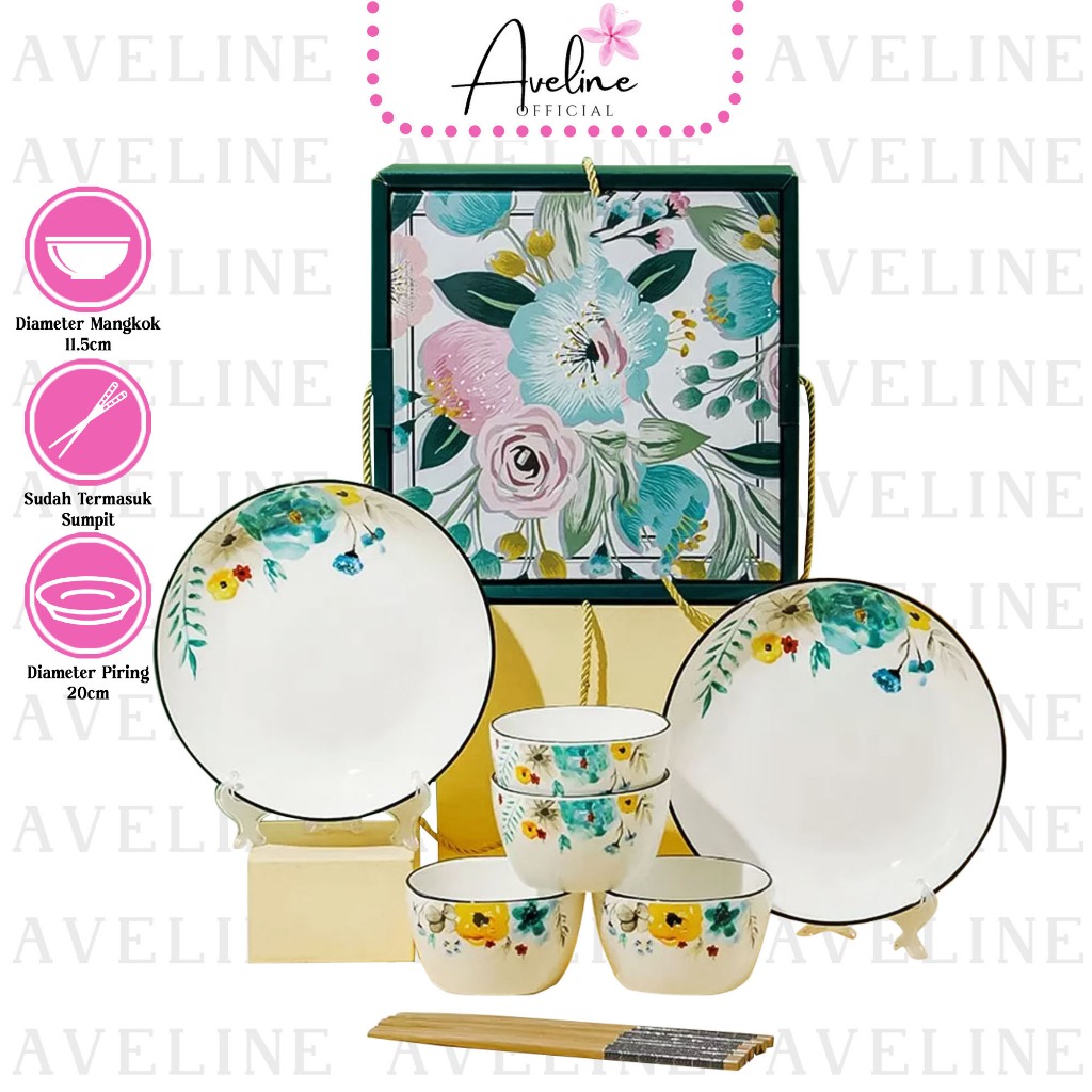 AVELINE MANGKUK SET JAPANESE BOWL SET PIRING MANGKOK KERAMIK / HAMPERS MANGKOK NATAL SET JAPANESE