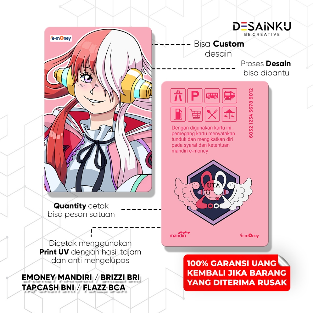 Emoney One Piece UTA / Emoney Custom / Emoney Anime / E-TOLL / TAPCASH BRIZZI FLAZZ