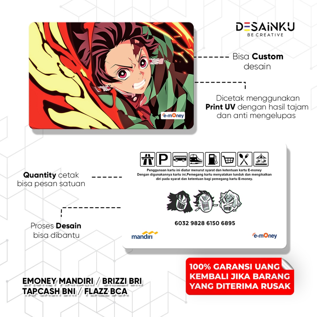EMONEY ANIME KIMETSU NO YAIBA / DEMON SLAYER / E TOLL CUSTOM / TAPCASH BRIZZI FLAZZ TAP CASH