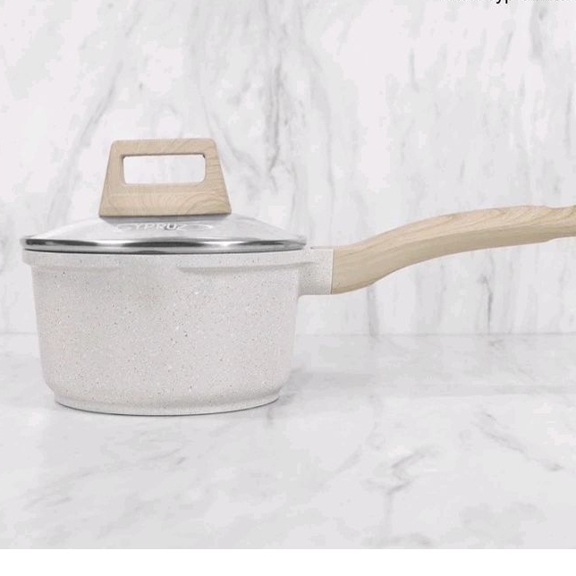 Cypruz Sauce Pan White Granite Greblon Diecast