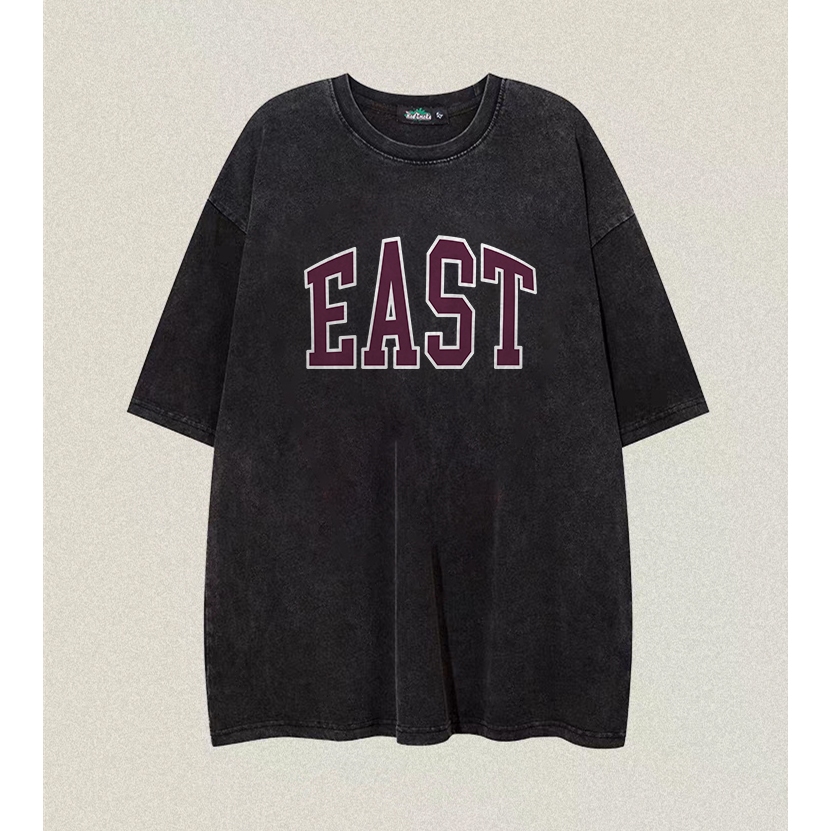 RENELLE Kaos Cowok Distro Original 100% | Washed Tshirt Oversize Jumbo | English EAST Print | Kaos O