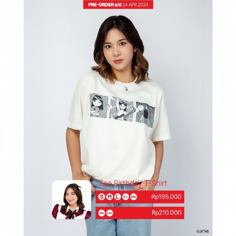 Kaos JKT48 Birthday T-Shirt Azizi Asadel (Zee) 2024 Free Stiker/PC - Putih