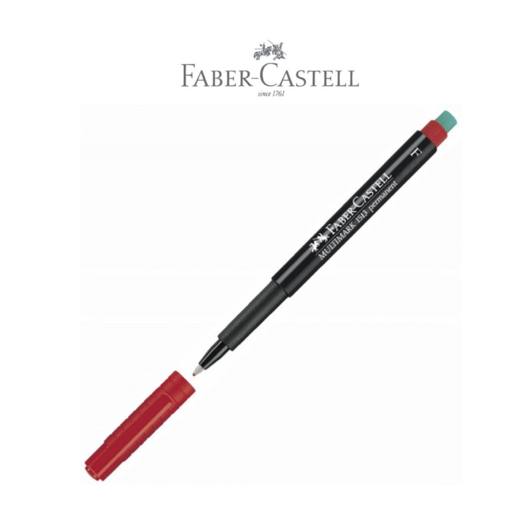 SPIDOL OHP / MULTIMARK PERMANENT MARKER / OPF / OHP FABER CASTELL F FINE MERAH