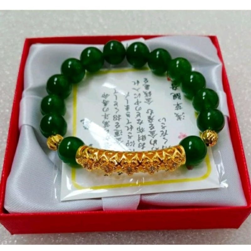 Gelang Batu Giok Import Kombinasi Pipa