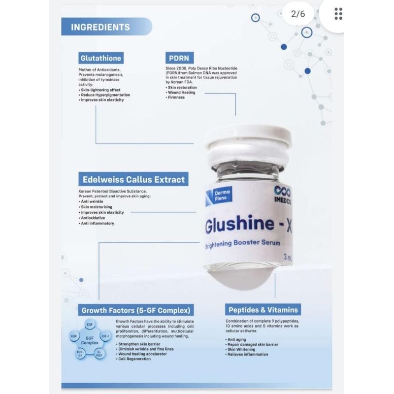 ✅New Glushine - X Glushine-X PDRN DNA Salmon Growth Factor 1 Vial⭐⭐⭐⭐⭐