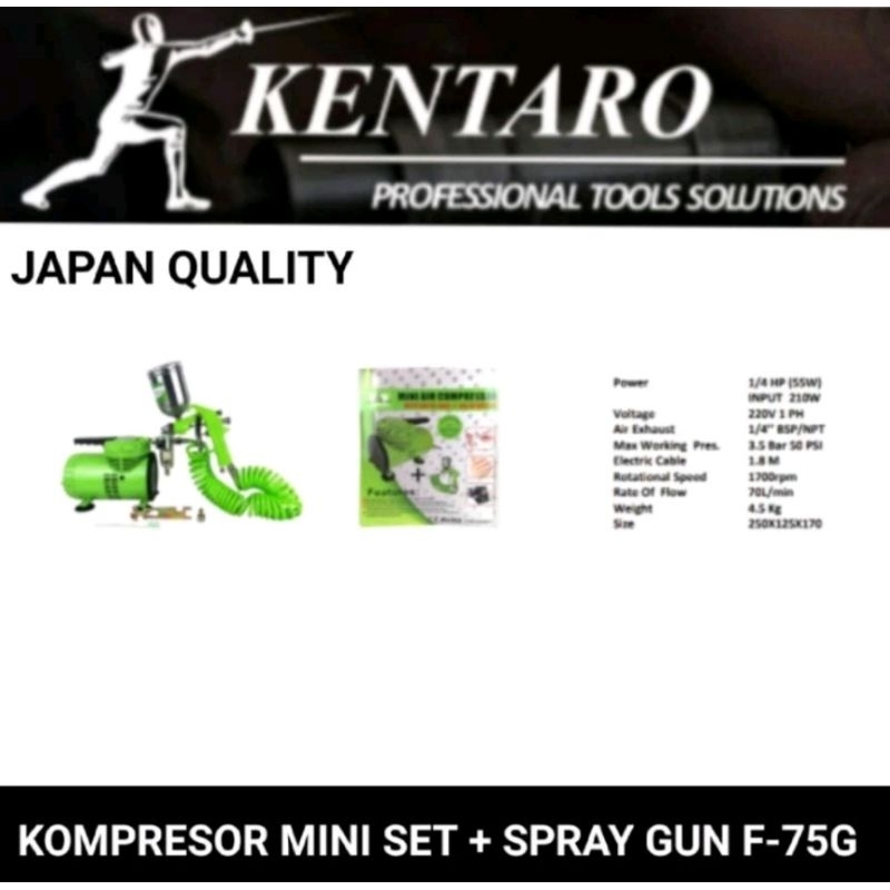 KOMPRESOR MINI SET + SPRAY GUN F75G