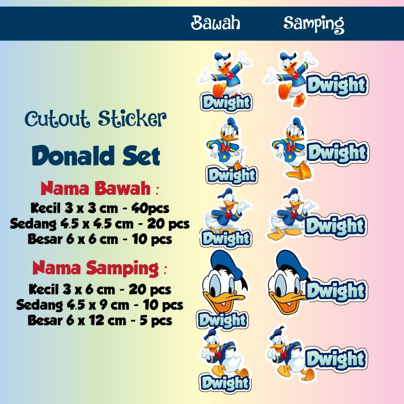 

sticker nama cutout donald duck
