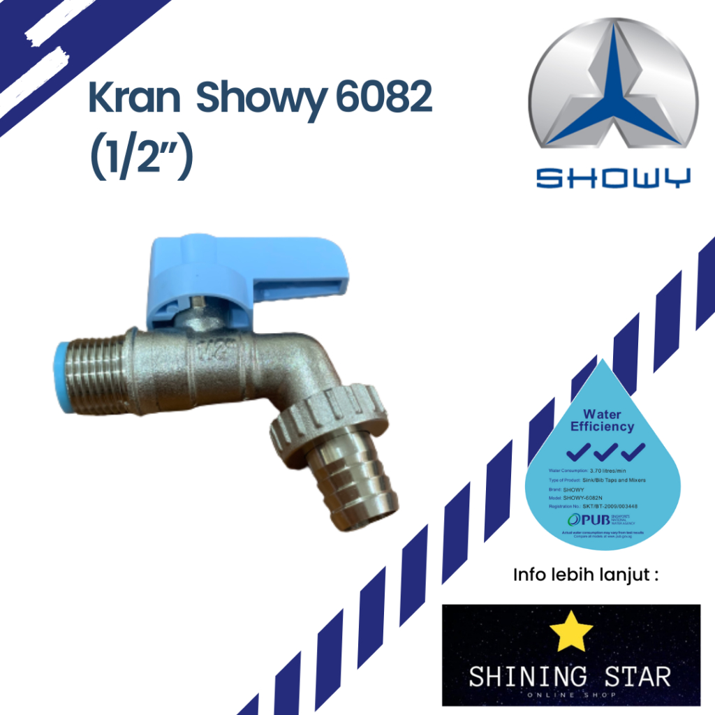 Keran Dinding SHOWY / Kran Taman SHOWY / Kran Mesin Cuci - 6028N, 2387 & 2988, Ukuran 1/2" atau 1/2 