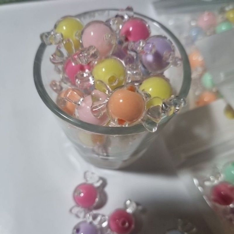 Mote Frost Kaca Bening - Mote Permen 10mm 30gr