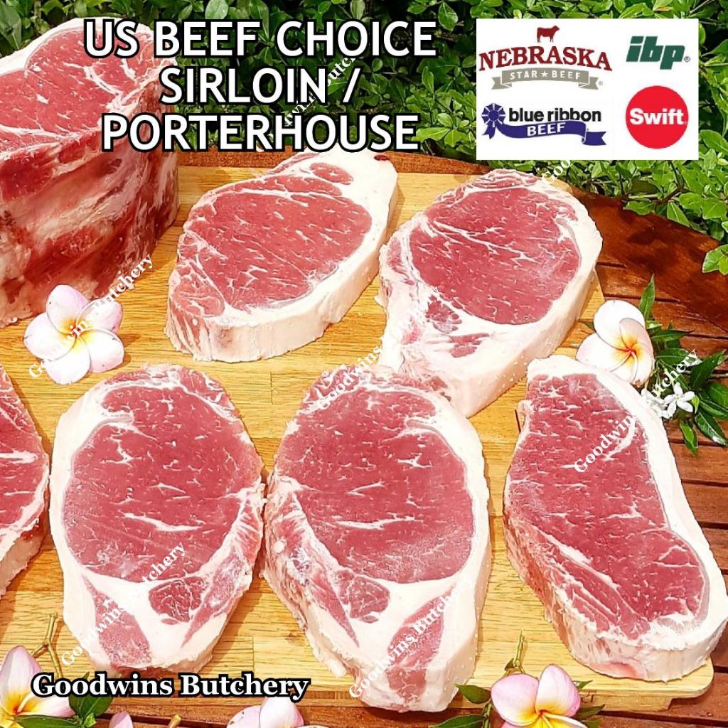 

US beef SIRLOIN CHOICE frozen steak cuts USDA Swift IBP BlueRibbon Nebraska daging sapi has luar Striploin New York strip