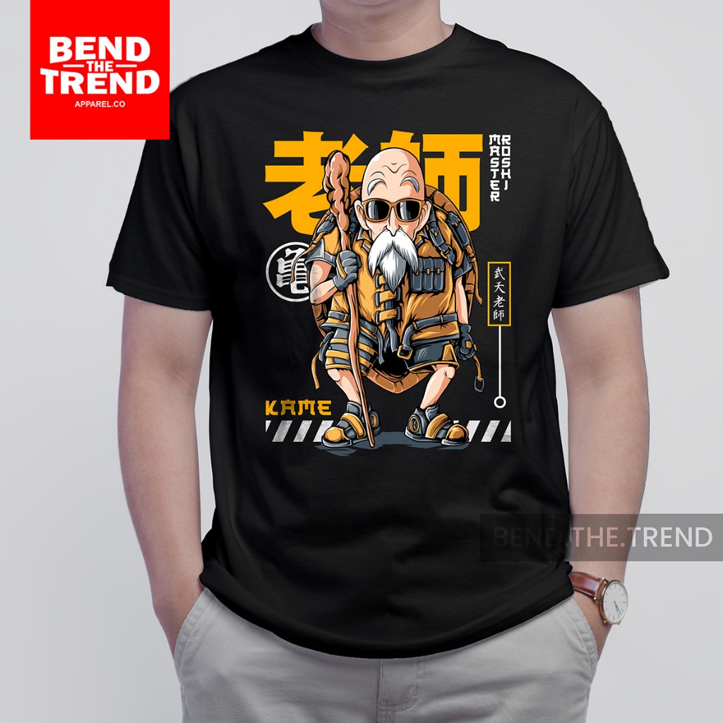 KAOS pria wanita basic kerah bulat combed 24s Dragon ball Kamesenin Master roshi