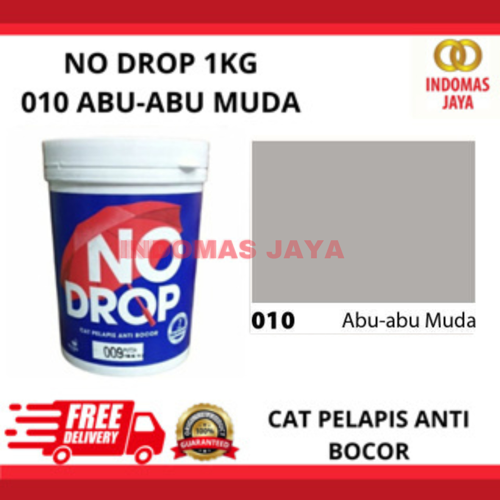 CAT ANTI BOCOR KEDAP AIR WATERPROOFING 1KG 1 KG abu-abu muda 010 NODROP / NO DROP 1KG GALONAN PUTIH