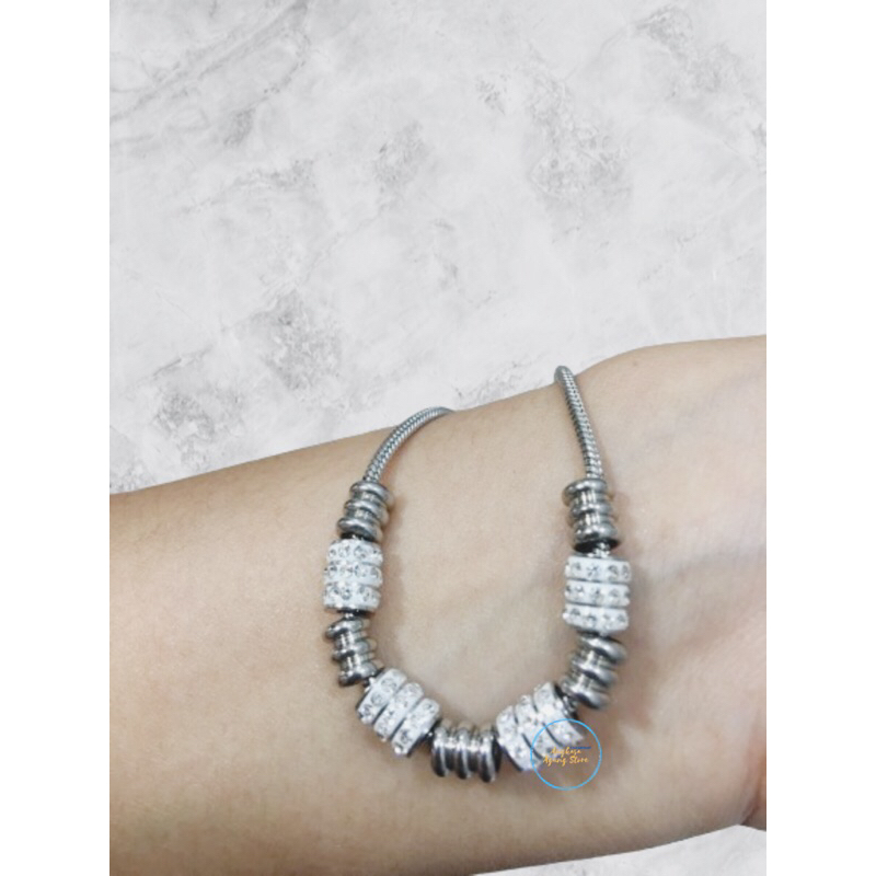 GELANG TANGAN BESI PUTIH ADJUSTABLE PERHIASAN GELANG  SERUT CANTIK AKSESORIS BESI PUTIH TERNATE GELA