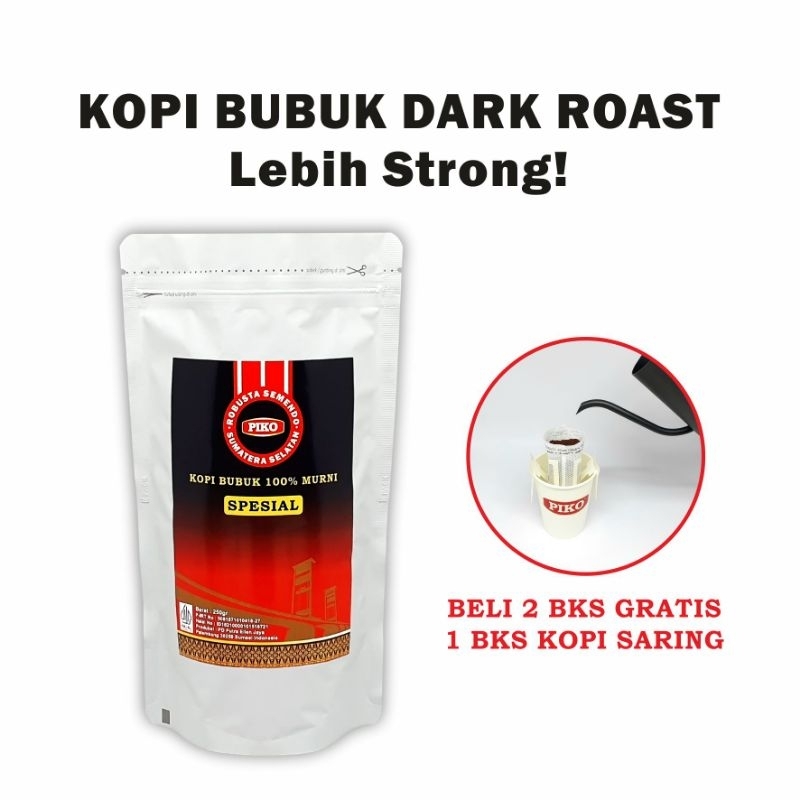 

Kopi Bubuk Robusta Dark Roast 250gr Piko Spesial