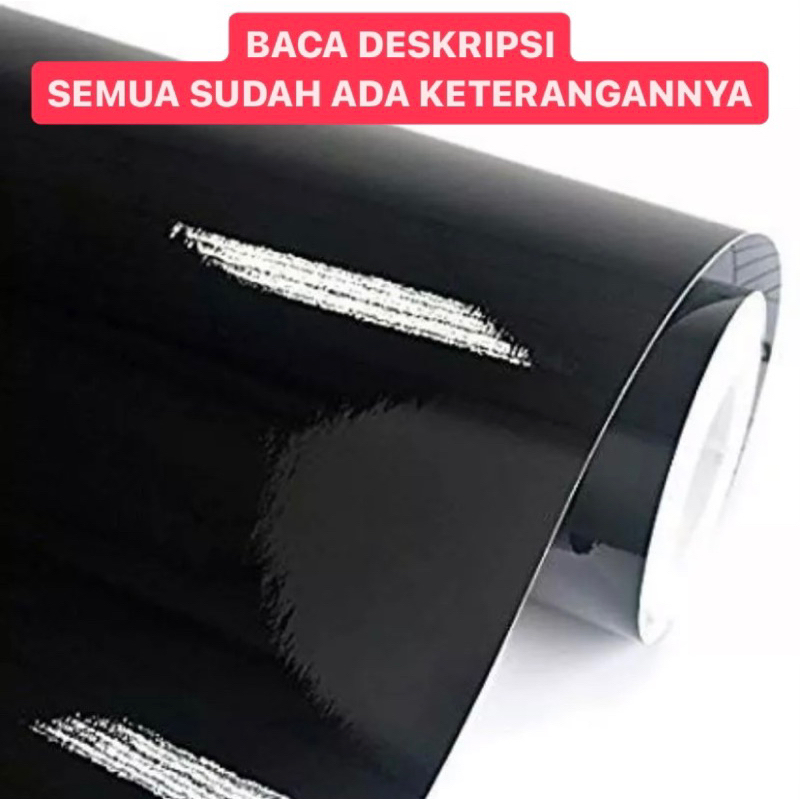 Wrapping motor - Sticker Skotlet Hitam Glossy Glosi skotlet motor mobil lebar 45cm