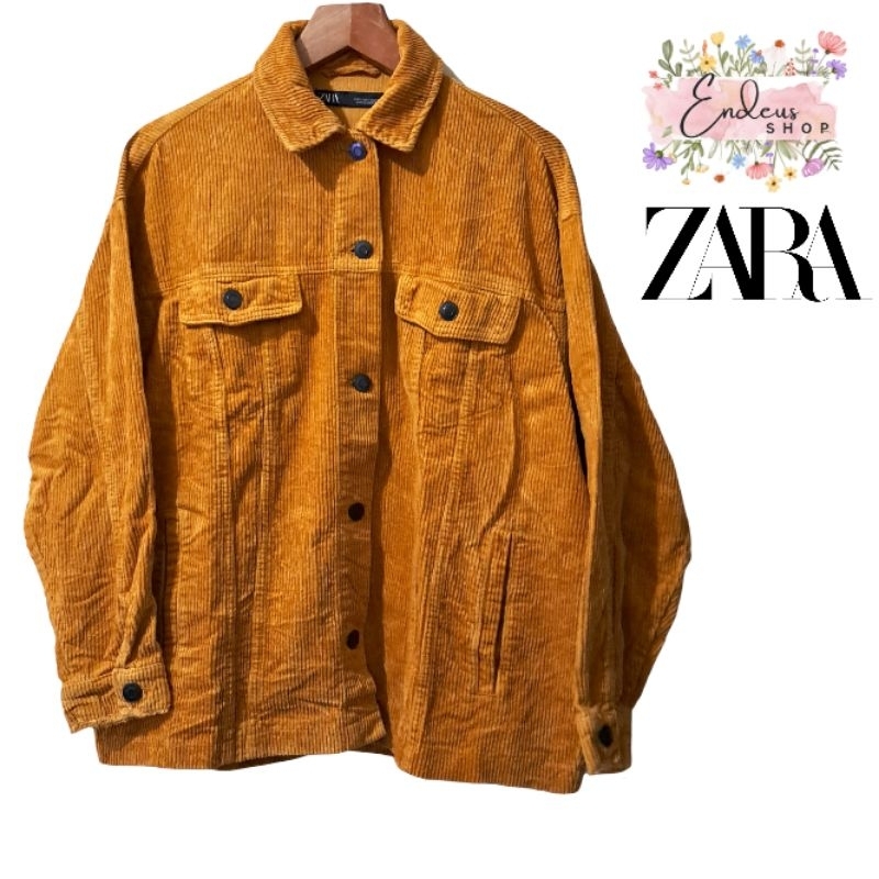 JAKET CASUAL CORDUROY ZARA SIZE XXL WARNA MUSTARD