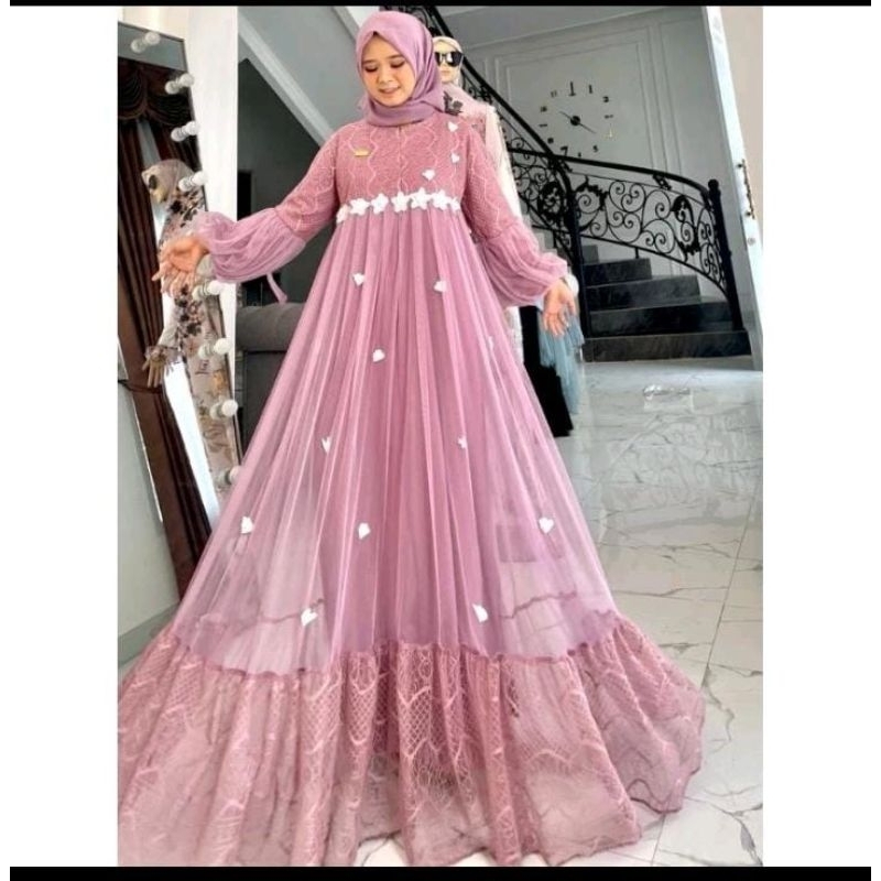gamis dewasa brokat tanpa hijab