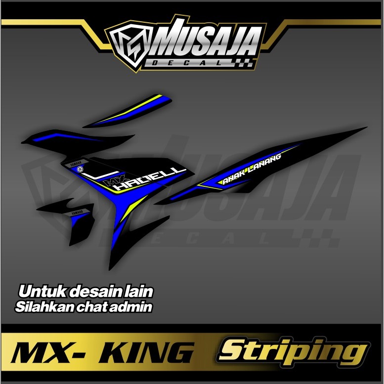 Stiker Striping Mx King 150 hitam biru transparan uv glossy non full body