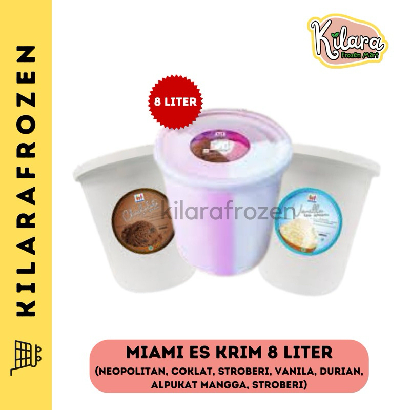

Es krim ice cream miami 8 liter Neopolitan 3 rasa, Coklat, Vanila, Durian