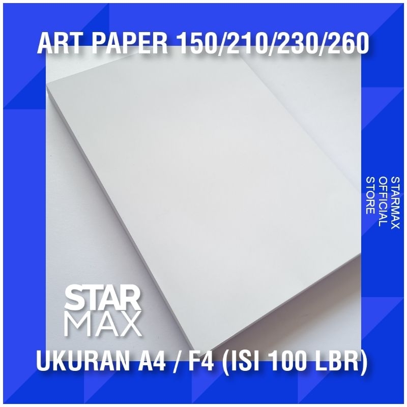 

100 LEMBAR | Kertas Art Paper 260 gsm ukuran A4 / F4 | per pack isi 100 lembar