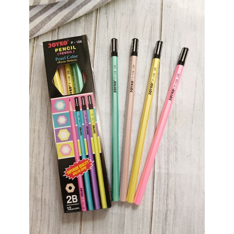 

(12 PC) PENSIL 2B JOYKO P-108 COVER WARNA-WARNI