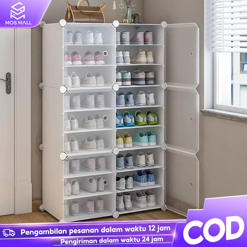 H1- Rak Sepatu Tertutup Anti Debu Rak Sepatu 8 Susun Plastik Lemari Sepatu Rak Sepatu Aesthetic