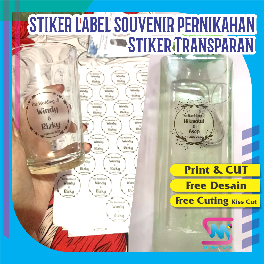 

Stiker Murah Bandung - Sticker Label Souvenir Penikahan Wedding Transparan Waterproof Ukuran A3