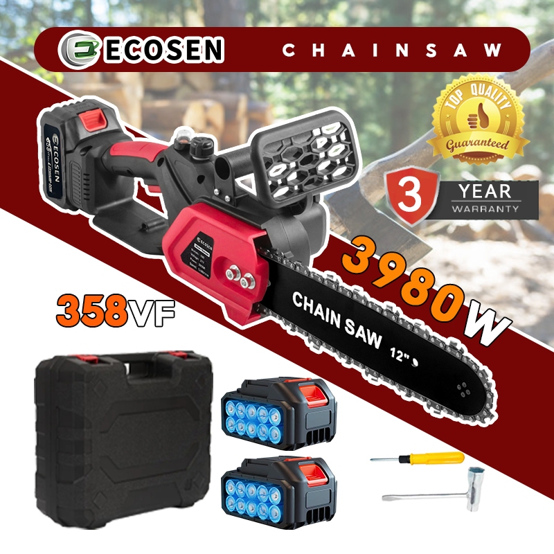 ECOSEN12 Inch 2 Baterai 358V Portable Genggam Lithium/gergaji mesin mini pemotong kayu/gergaji mesin mini/gergaji baterai/gergaji listrik 12 inch