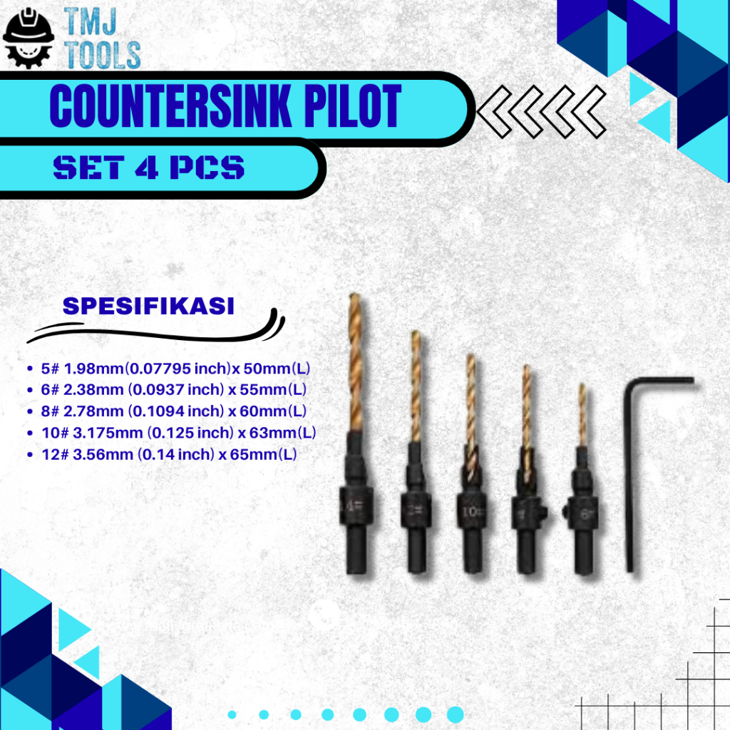 Mata Bor Kayu Countersink 4Pcs Penyamar Perata Sekrup Baut Mur Mata Bor Penanam Sekrup Baut Mur