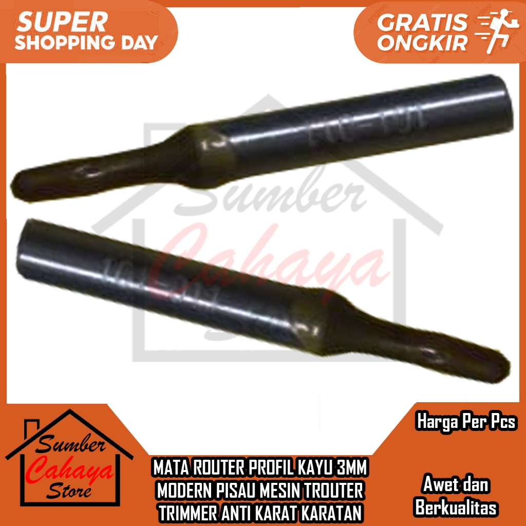 Mata Router Profil Kayu 3mm Modern  Mesin Trouter Trimmer Anti Karat Karatan Perkakas Bengkel Alat P