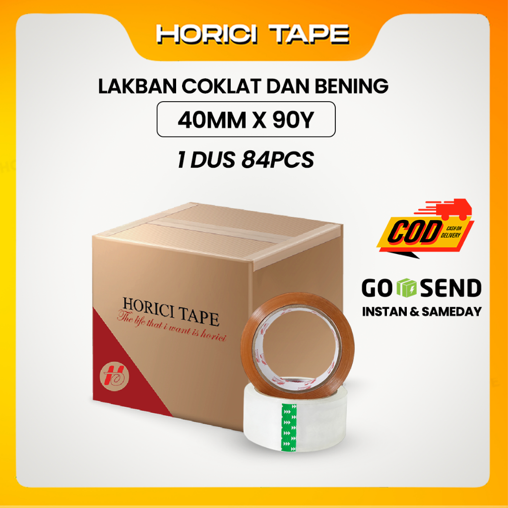 

HORICI 1 Dus Lakban Bening Dan Coklat 40MM x 90Y 45 Micron 84Pcs