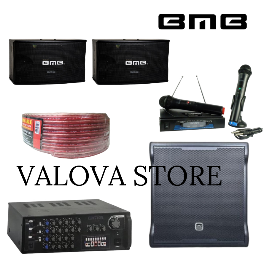 Paket karaoke 25 BMB cs450v + Ampli BMB DA2000 SE BT + Sub Wisdom sw12a Original BMB