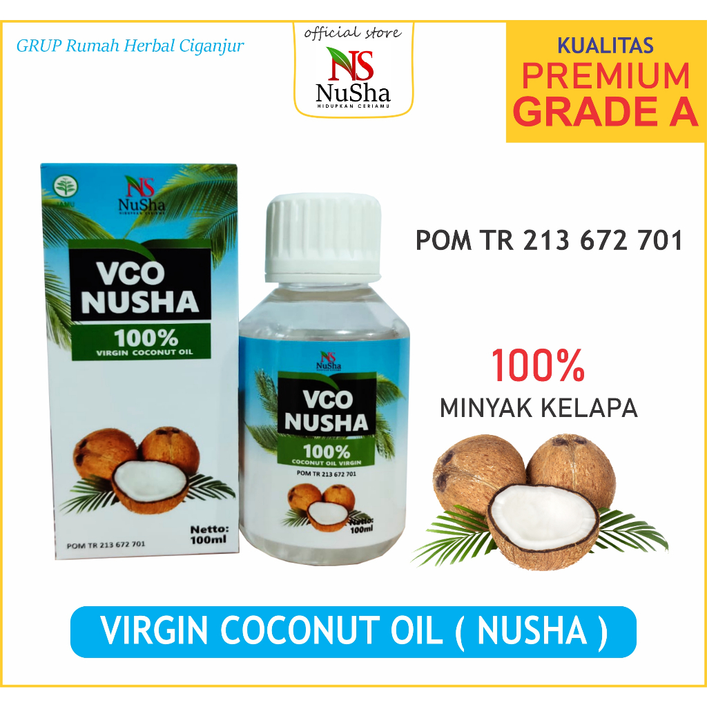 

Minyak Kelapa VCO NUSHA (1 botol isi 100 ml) BPOM Virgin Coconut Oil Murni100% kelapa Murni Tanpa Campuran Dan Bahan Pengawet