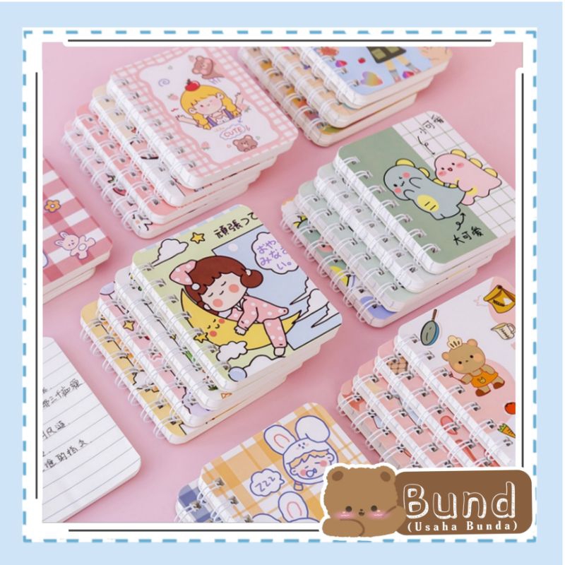 

Bund _ BK09 BUKU MEMO A7 CUTE / NOTEBOOK MINI RING A7 / BUKU MINI A7 MOTIF LUCU / BUKU CATATAN MINI