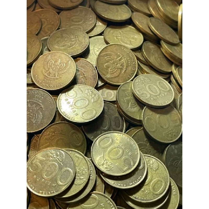koin kuno indonesia 500 melati kuningan antik