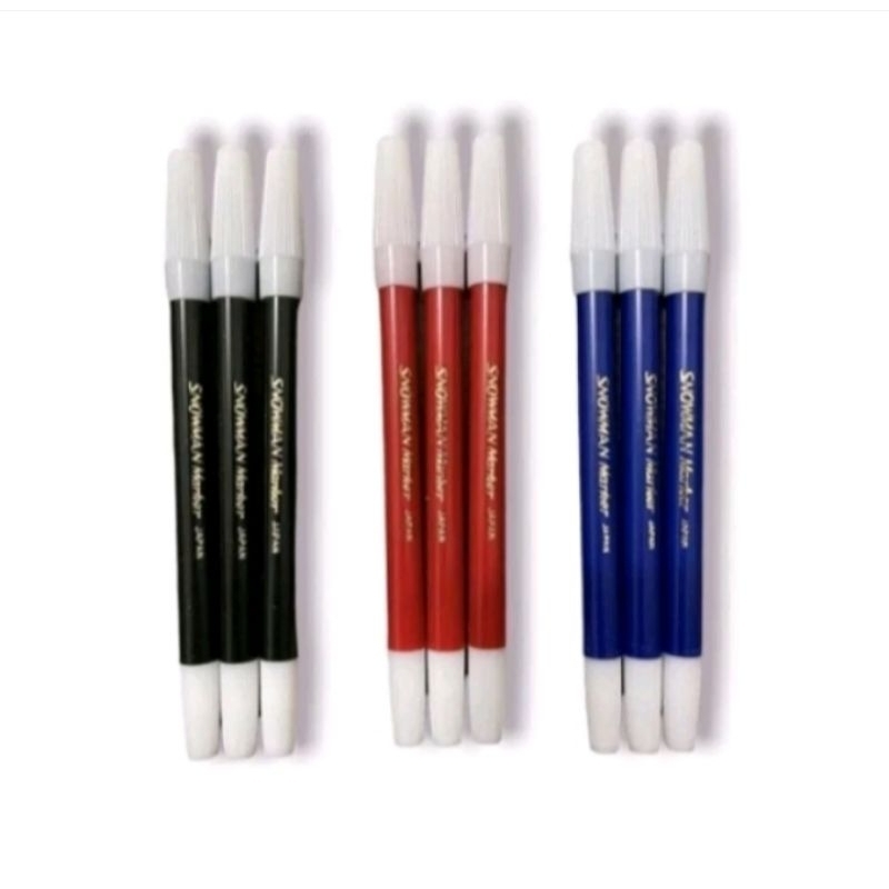 

12 Spidol Kecil Snowman PW-1A Hitam, Biru, Merah