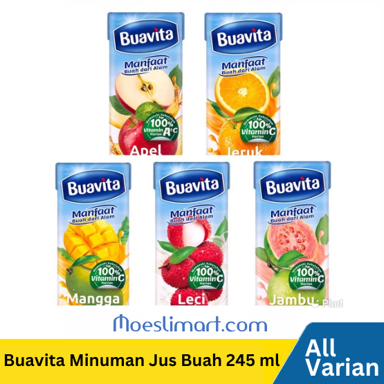 

Buavita Minuman Sari Buah 245 ml Rasa Leci /Apel / Mangga / Jeruk / Jambu