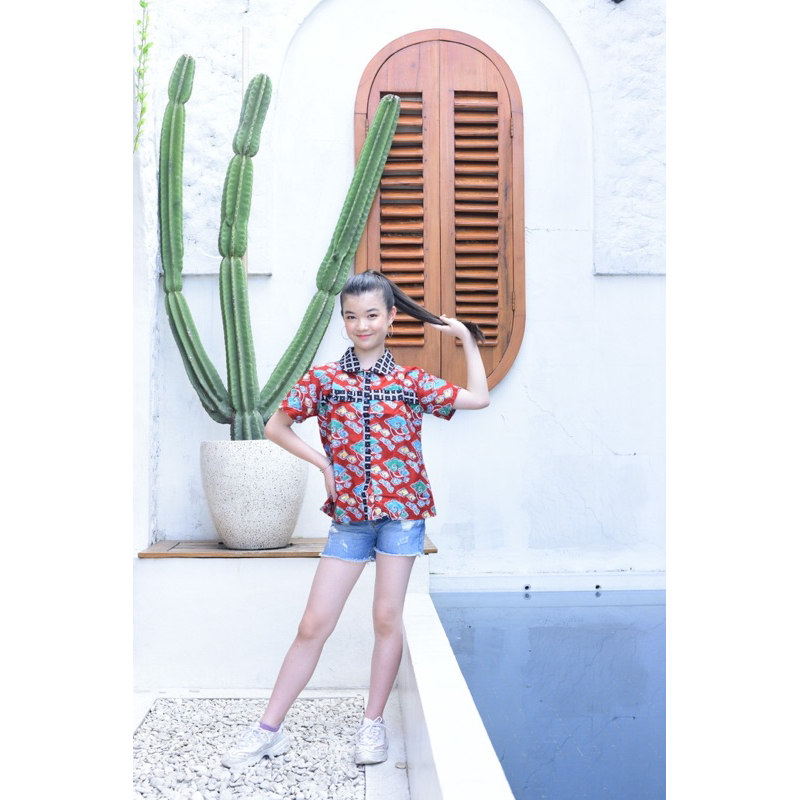 BEST SELLER BATIK COSTUME BLUS BATIK ANAK PEREMPUAN KELINTINGAN HIJAU MARON BLUS BATIK ANAK