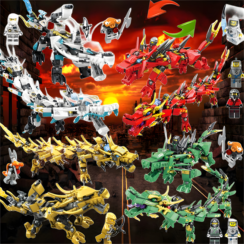 Upgrade✨【Ready ✅Stock COD】✨Mainan Balok susun bricks blocks ninja dragon 4in1 Besar Blok figure ninj