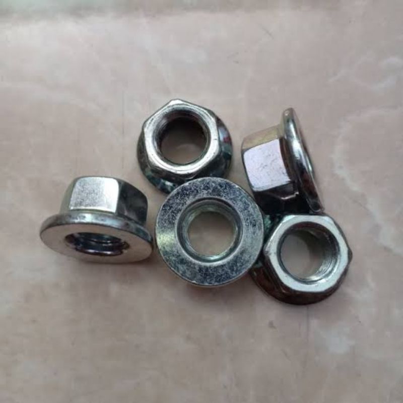 5pcs mur as roda depan drat 14 kunci 14 mur flang m10