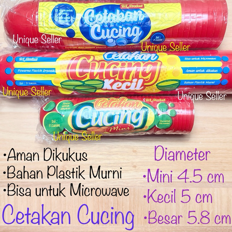 [Isi36] Cetakan Cucing Mini Kecil Besar Merah / Cetakan Kue Mangkok Mini Kecil Besar / Cetakan Kue A