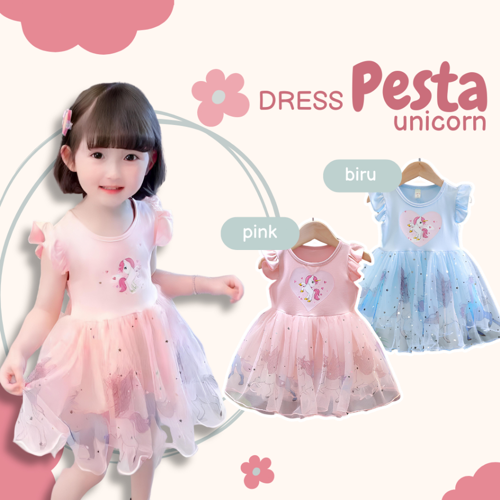 Fantasteen.0-7 Tahun Baju Bayi Perempuan Usia Gaun Unicorn Gaun Putri Pesta Ulang Tahun Lucu Gaun Ba