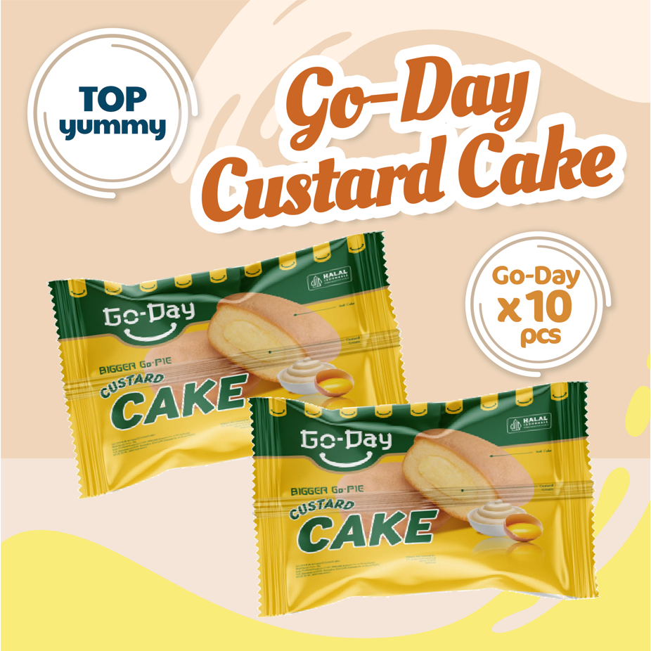 

Go-Day Custard Soft Cake Bolu lembut dan Lezat Bigger Go-Pie [Halal] isi 10pcs