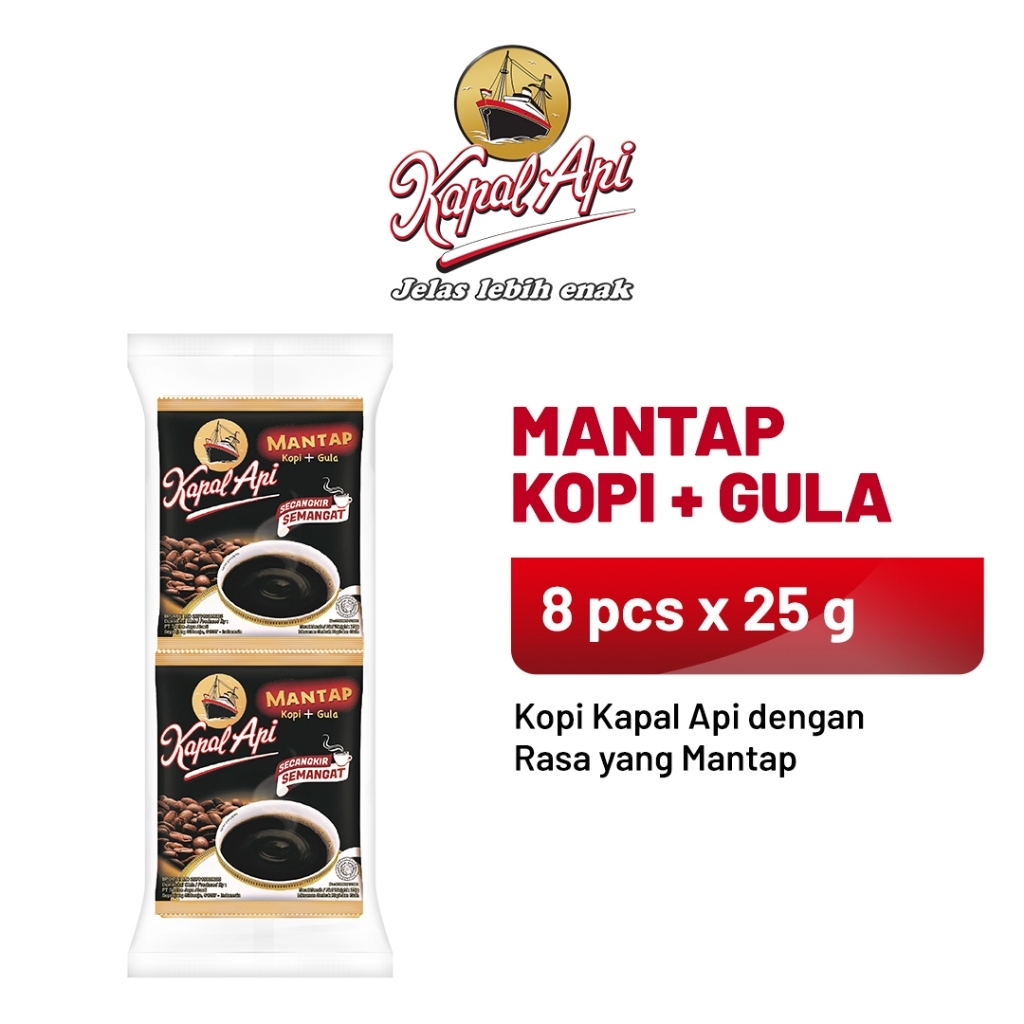 

Kapal Api Mantap Kopi Instan + Gula 8 x 25 g